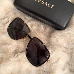Versace Women's Sunglasses with Black Frame and Gold Details